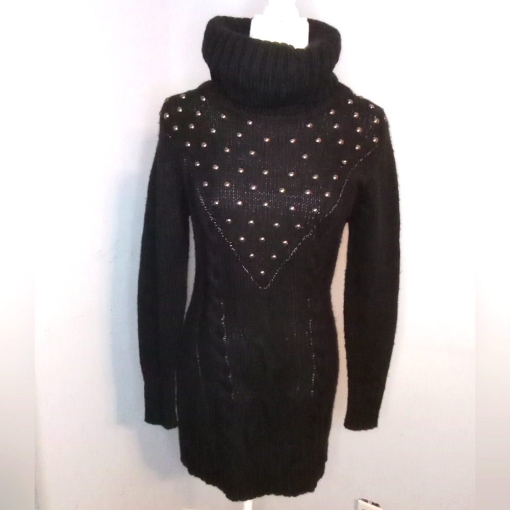 Forza Paris Made In France Wool Acrylic Turtleneck Black Women's Sweater Size M